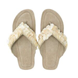 Zara Flat Leather Sandals with Shells Size 39, Like New